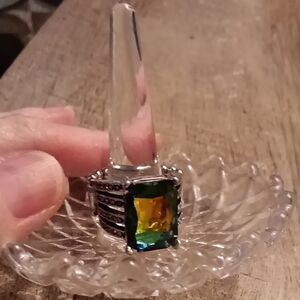 Paparazzi Green and Yellow Geometric Ring